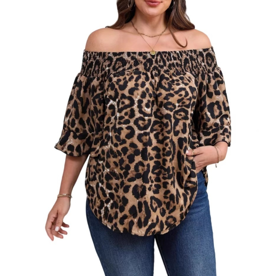 Womens Loose-fit Leopard-print Shirt