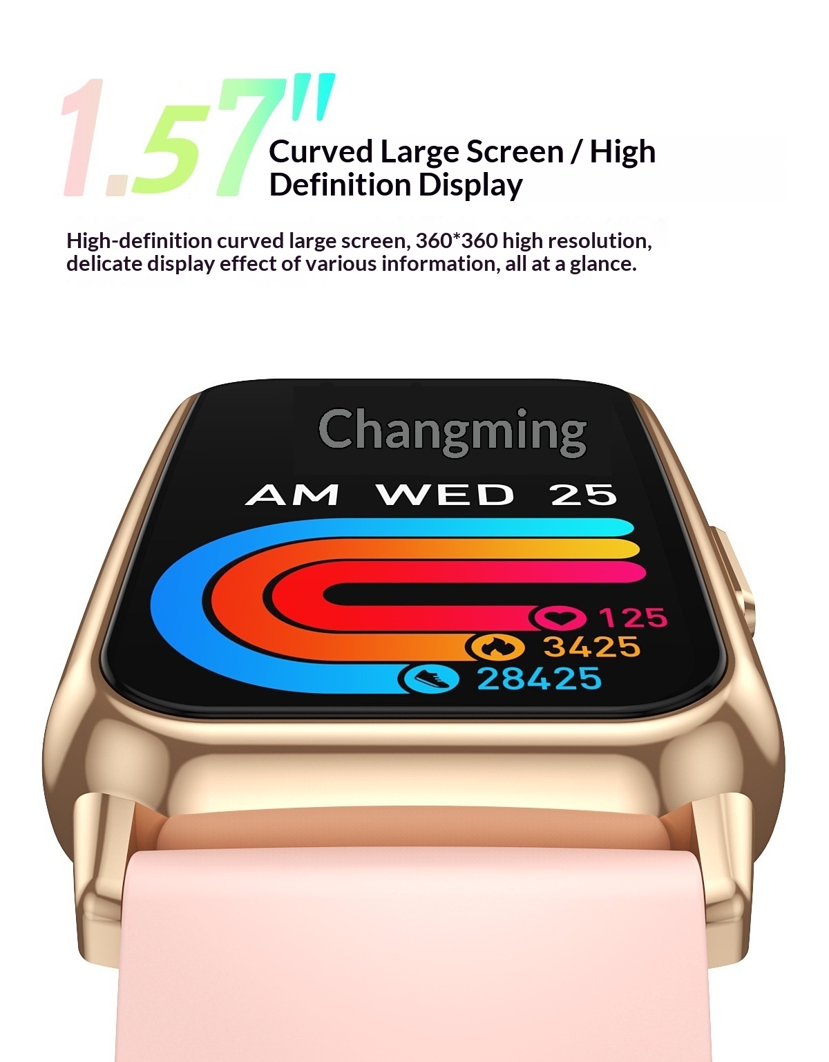 Smart watch heart rate monitoring touchscreen button control unisex
