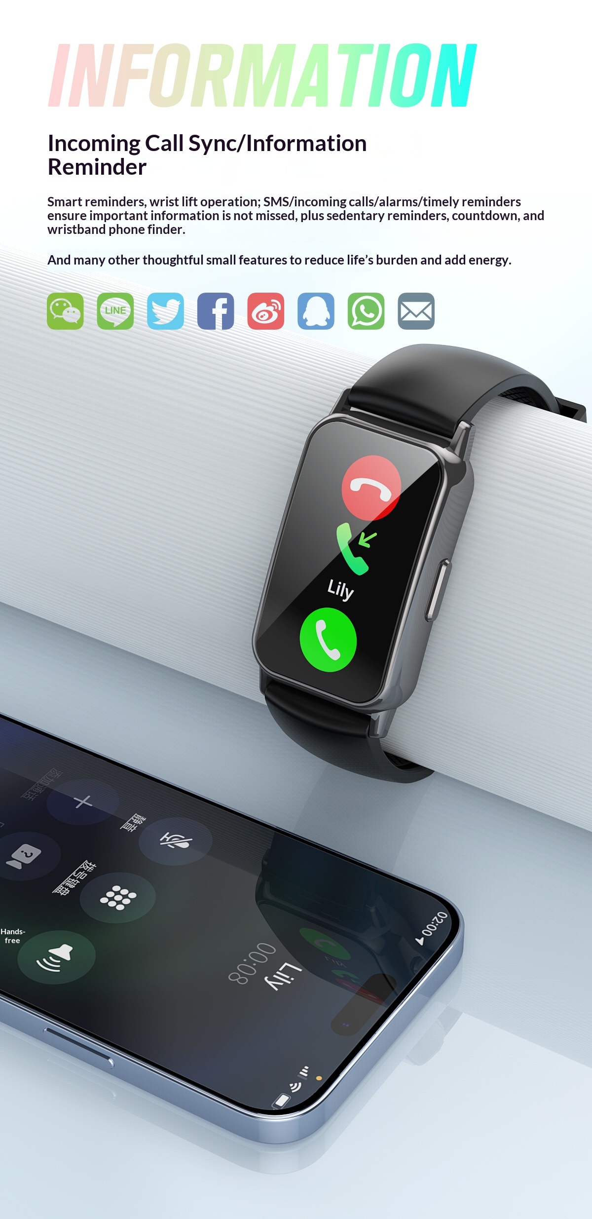 Smart watch Bluetooth calling smart notifications remote selfie control