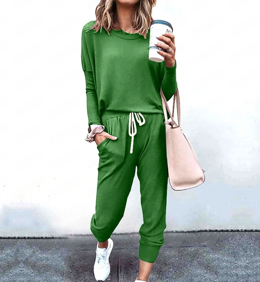 Women's T-shirt and pencil pants set in purple stripes – loose fit casual