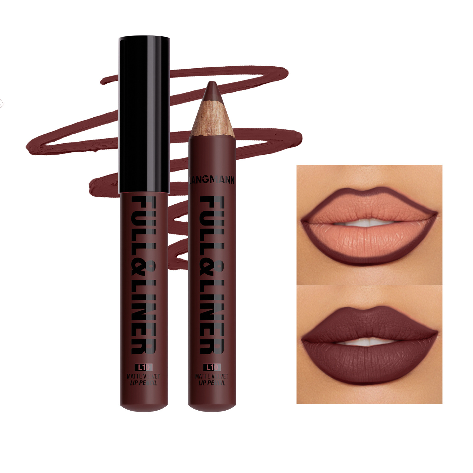 LANGMANNI 12-Color Lip Liner Lipstick Wooden Pencil