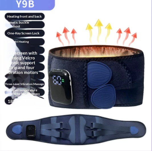 Color: Blue, Style: Y9B - Wireless Waist Massager Heated Waist Support Belt Red Light Therapy Rechargeable Portable