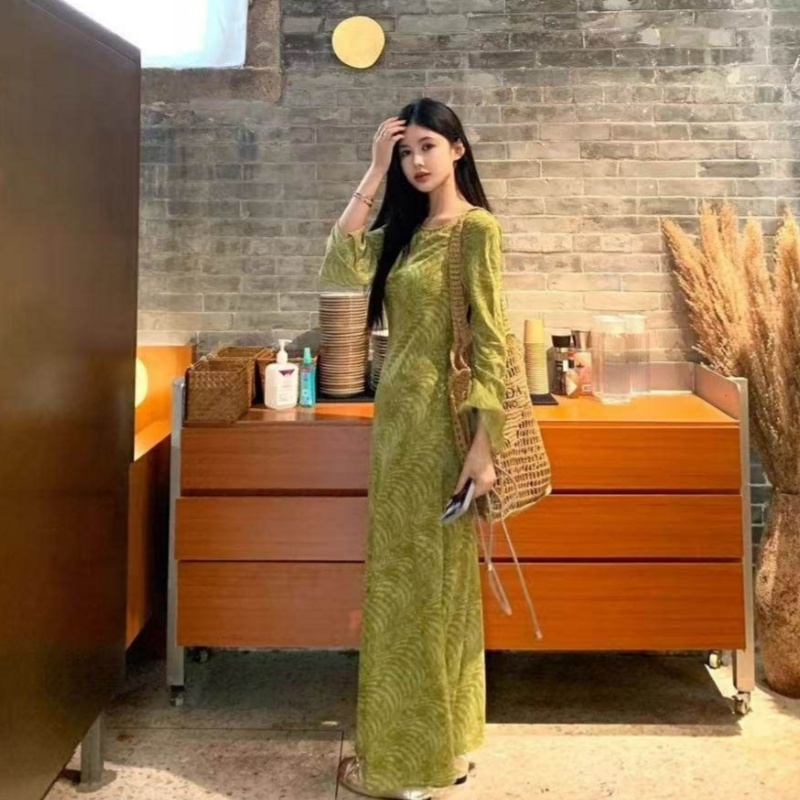 French-style Retro Printed Dress For Women
