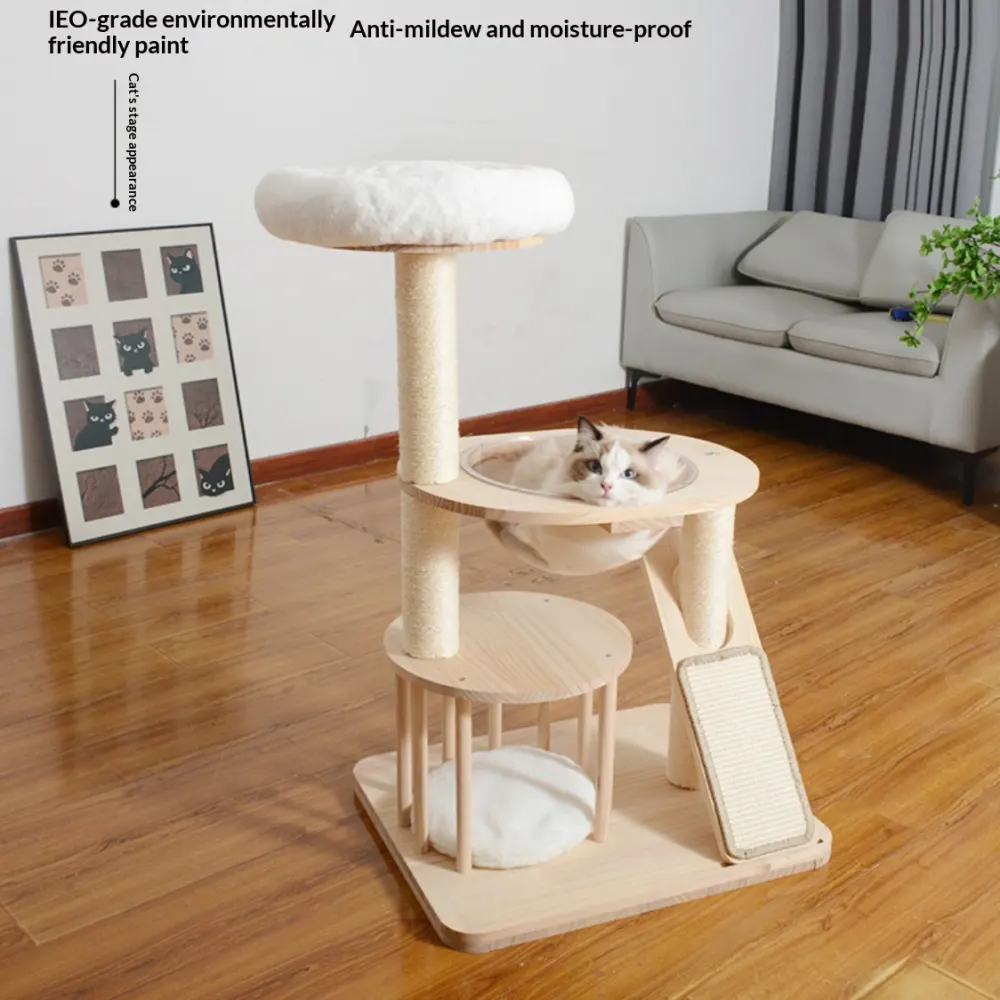 Cat House and Jumping Platform Combo Solid Wood Cat