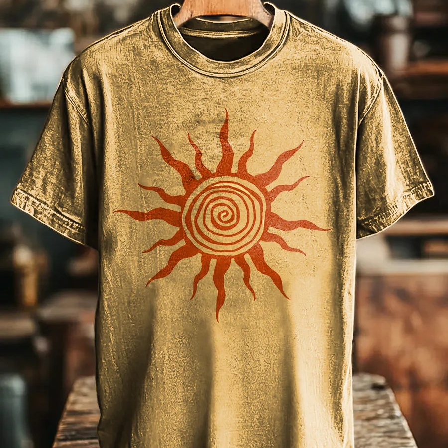 Printed Round Neck Short Sleeve Sun Moon Sun Moon Printed Top Women's T-shirt