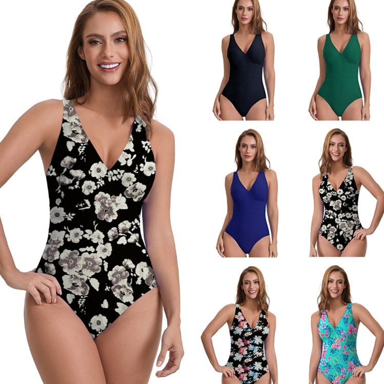 Women's Printed Triangular One-Piece Swimsuit