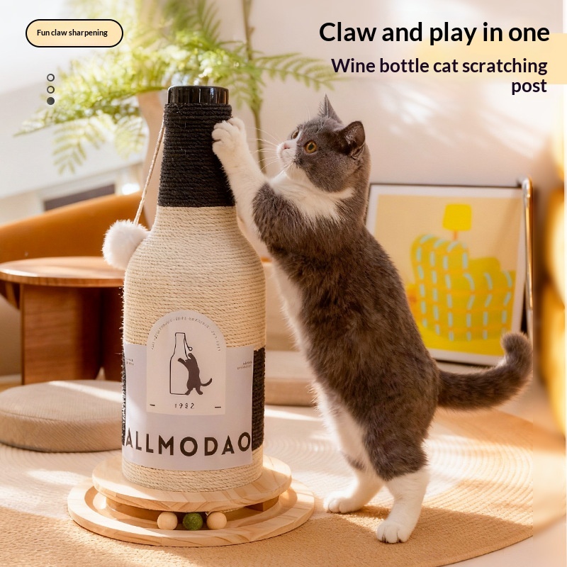 Vertical Cat Scratcher Shaped Like A Wine Bottle Durable And Lint-free