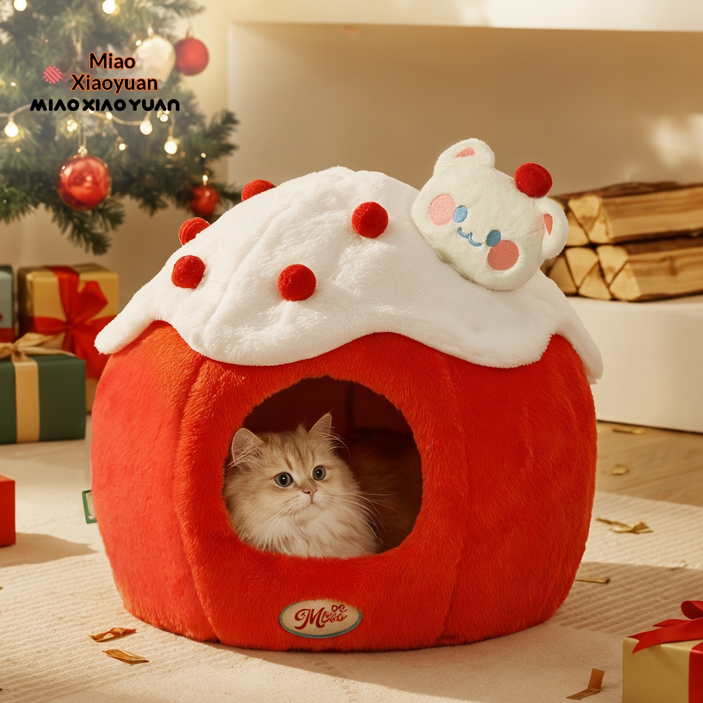 Miao Xiaoyuan Ball Cat Bed Winter Warm Closed Kennel Dog House Christmas