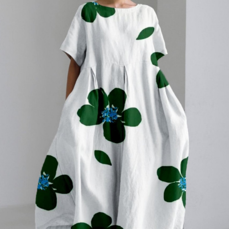 Digital Printing Small Chrysanthemum Women's Short-sleeved Dress