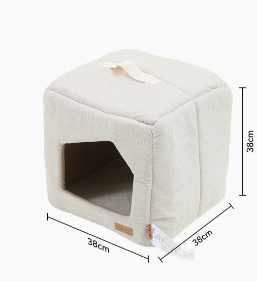Semi-Enclosed Cat & Dog Bed with Washable Cushion view 3
