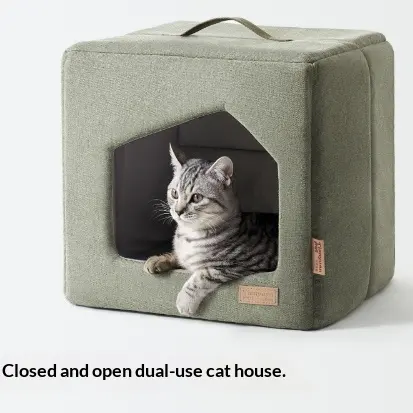 Square Cat Bed All-Season Universal Semi-Enclosed Dog
