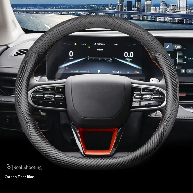 Leather Sports-style Steering Wheel Cover