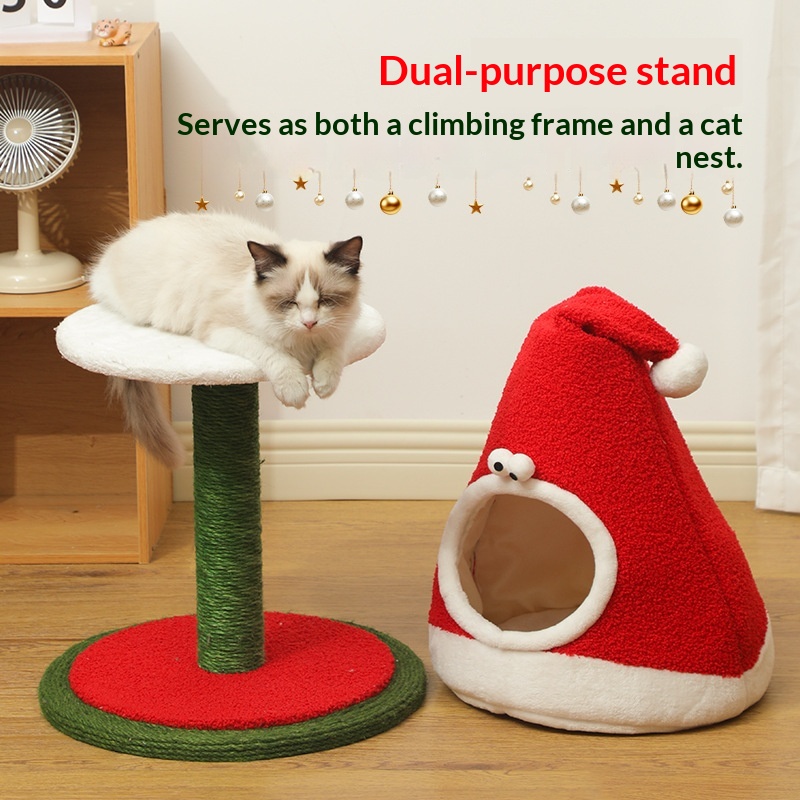 Christmas Cat Tree Winter Fleece-lined And Detachable