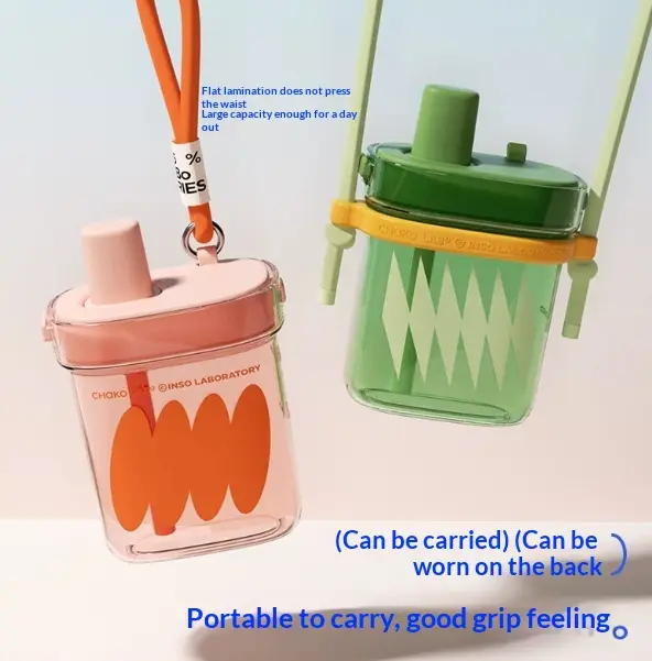 Dopamine-colored Straw Water Bottle Portable And Stylish Large-capacity Cup