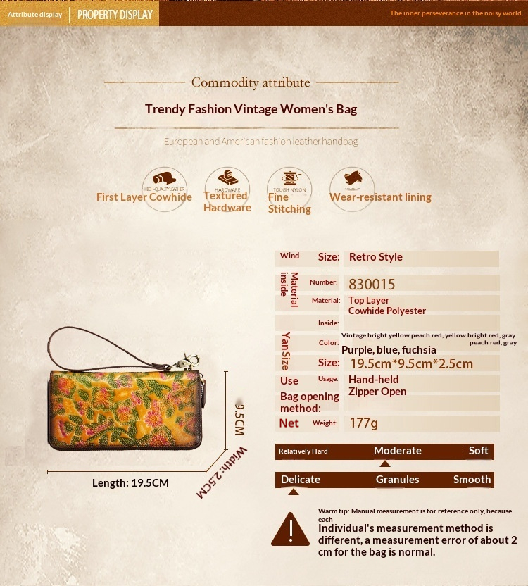 Women's Embossed Distressed Large-Capacity Vintage Wallet 17 f599c650 a780 4d9e 81ea ec85e50023d0 fine