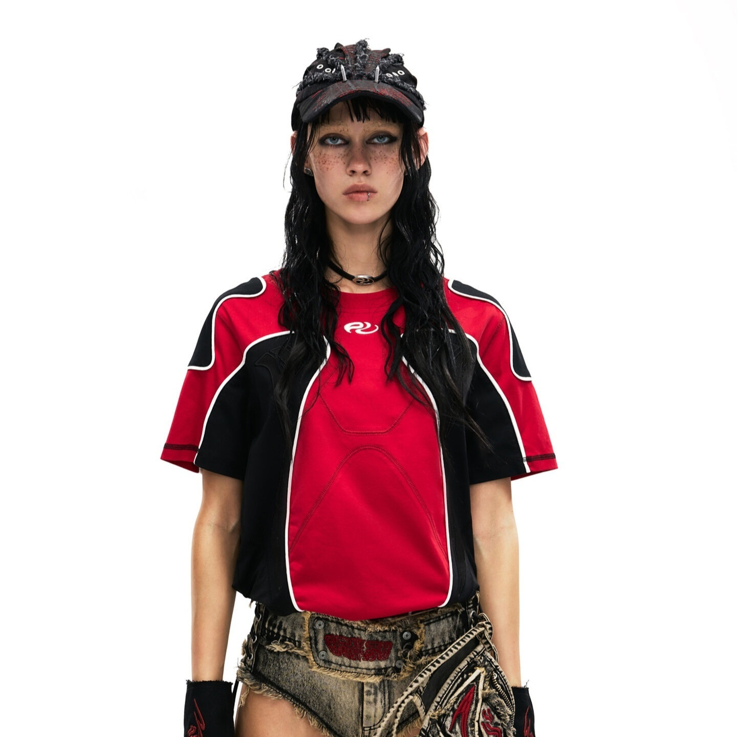 Racing-themed 3D Embroidered Slim-fit Athletic Structured Short-sleeve Shirt — image 1