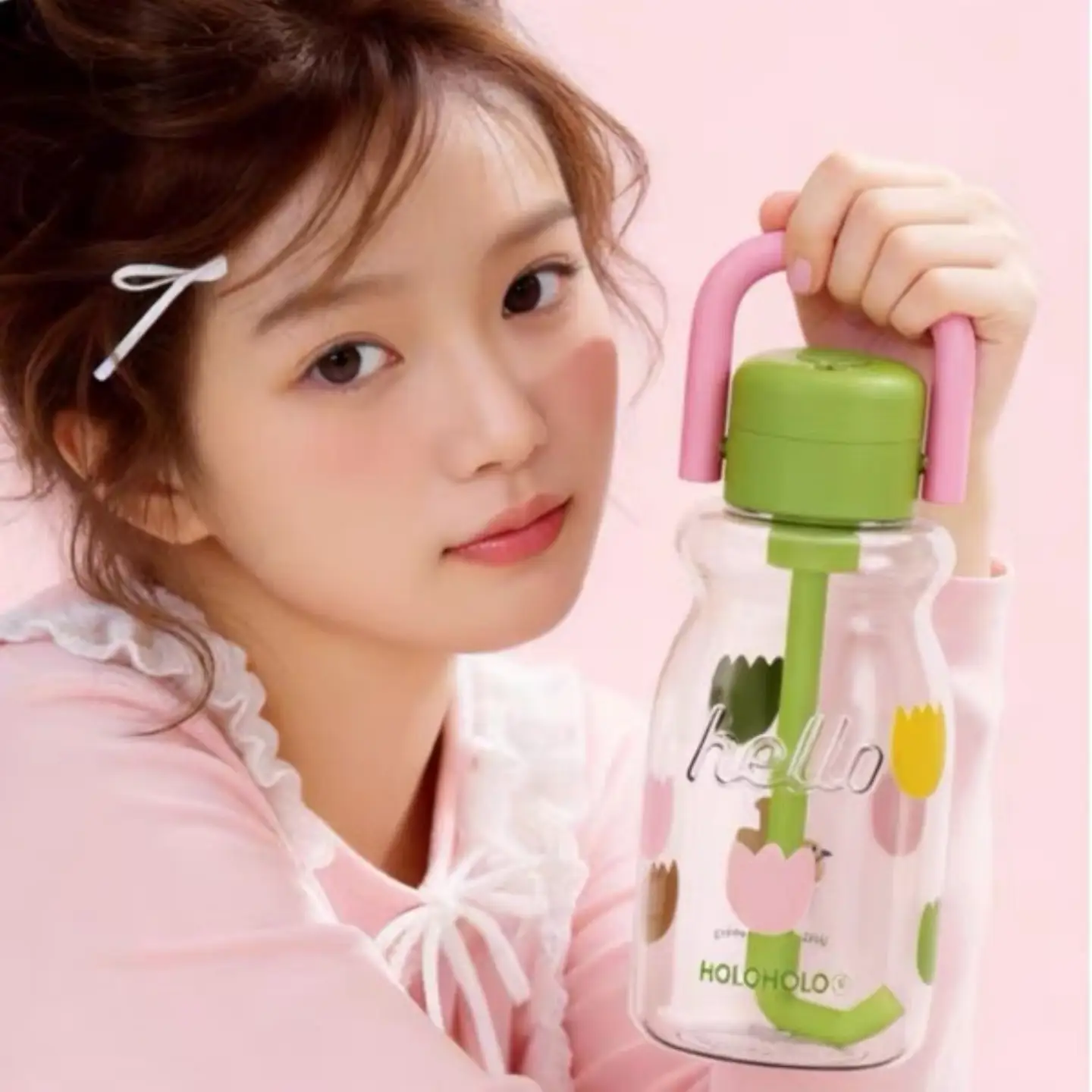 Thermal Cup Girly Straw Water Bottle