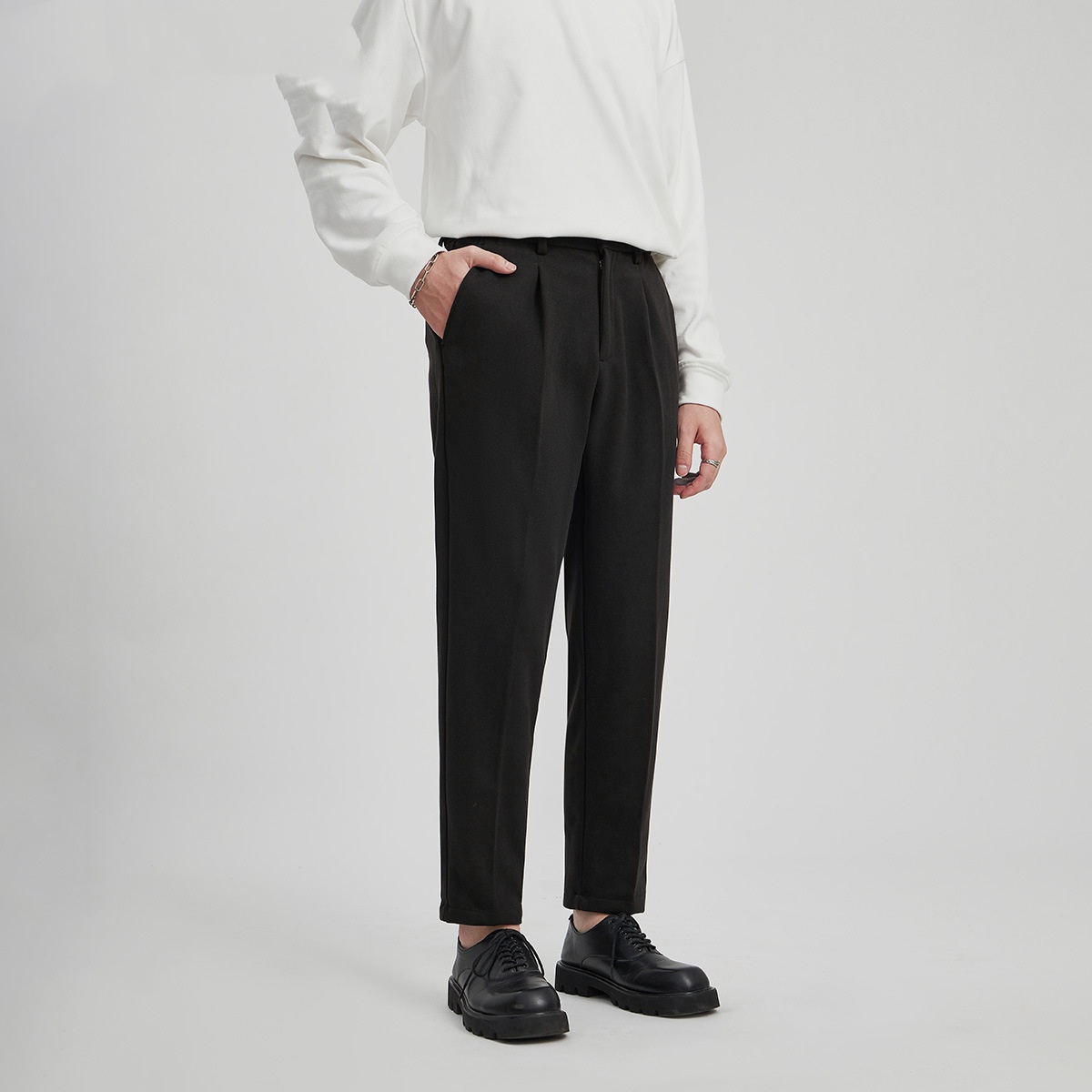 Men's AutumnWinter Straight-Leg High-End Trendy Business-Casual Suit Pants