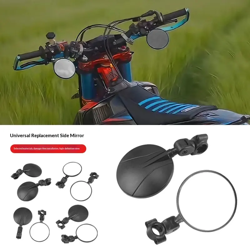 Motorcycle Rearview Mirror Retro Style Handlebar-Mounted Rotatable
