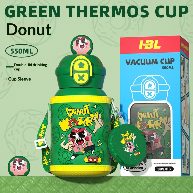 Cartoon Dual-Use Childrens Insulated 316 Stainless Steel Drop-Resistant Portable Water Bottle