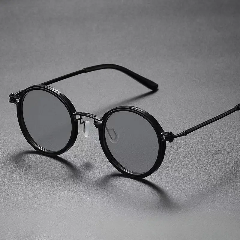 Retro Sunglasses Mens Round-Frame Metal Sun Glasses