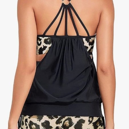 New Womens Two-Piece Modest Belly-Covering Shoulder-Strap Swimsuit Set