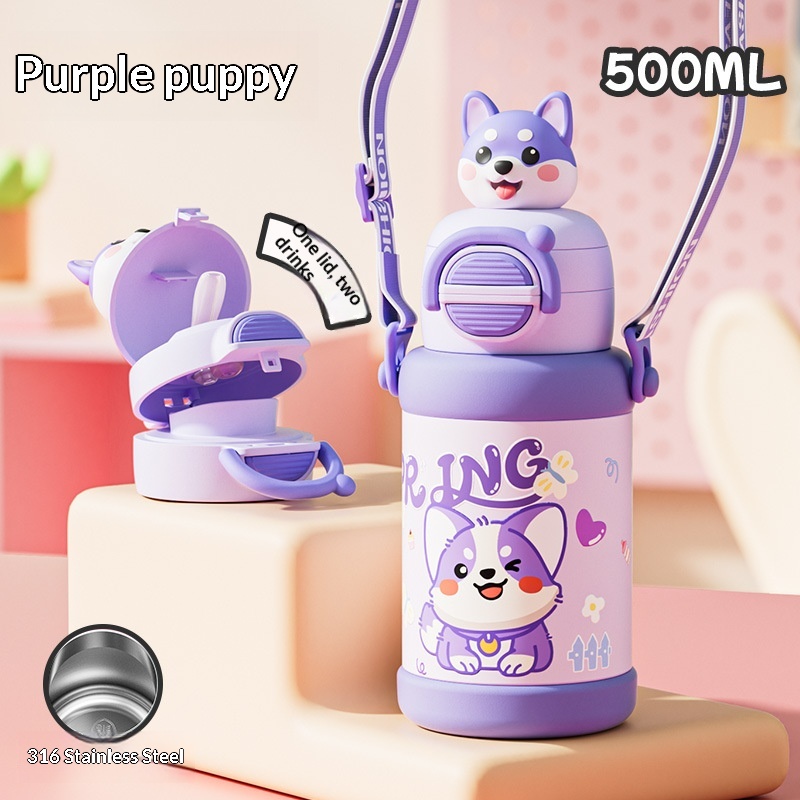 Large-Capacity Portable Cartoon 316 Stainless Steel Water Bottle Thickened Kettle