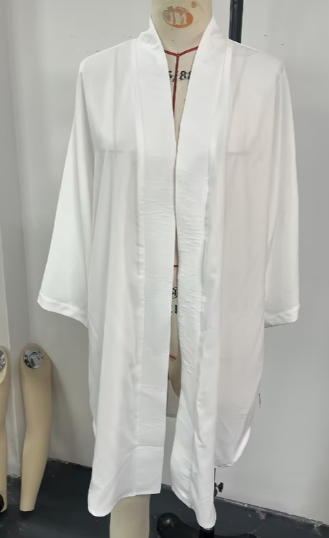 Women's Japanese linen-blend kimono cardigan – front open view