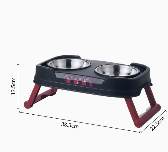 Foldable Stainless Steel Dual Bowl Non-Tip Stainless Steel Feeding Bowl