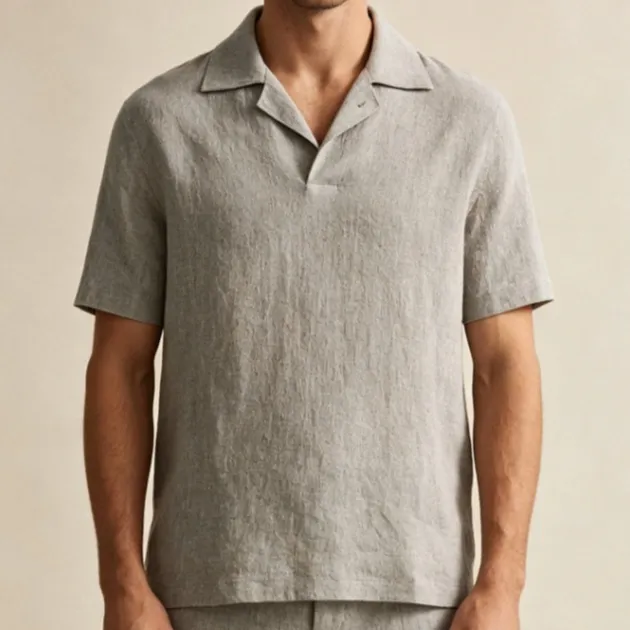 European And American Polyester Men's Short-sleeved Shirt