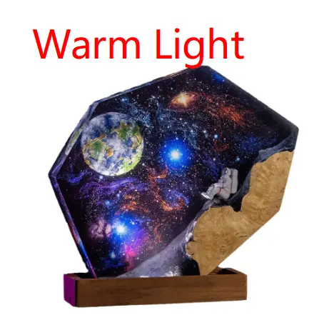 Interstellar Epoxy Lamp Space Galaxy Resin Wood Night Light