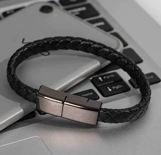 Wristband Data Leather Hand-Woven USB Bracelet Cable