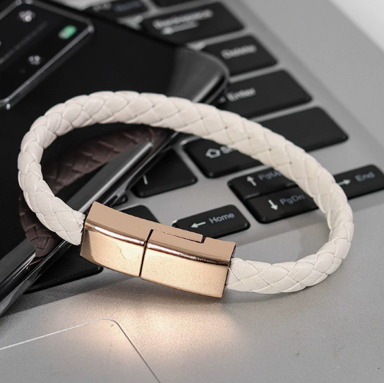 Wristband Data Leather Hand-Woven USB Bracelet Cable