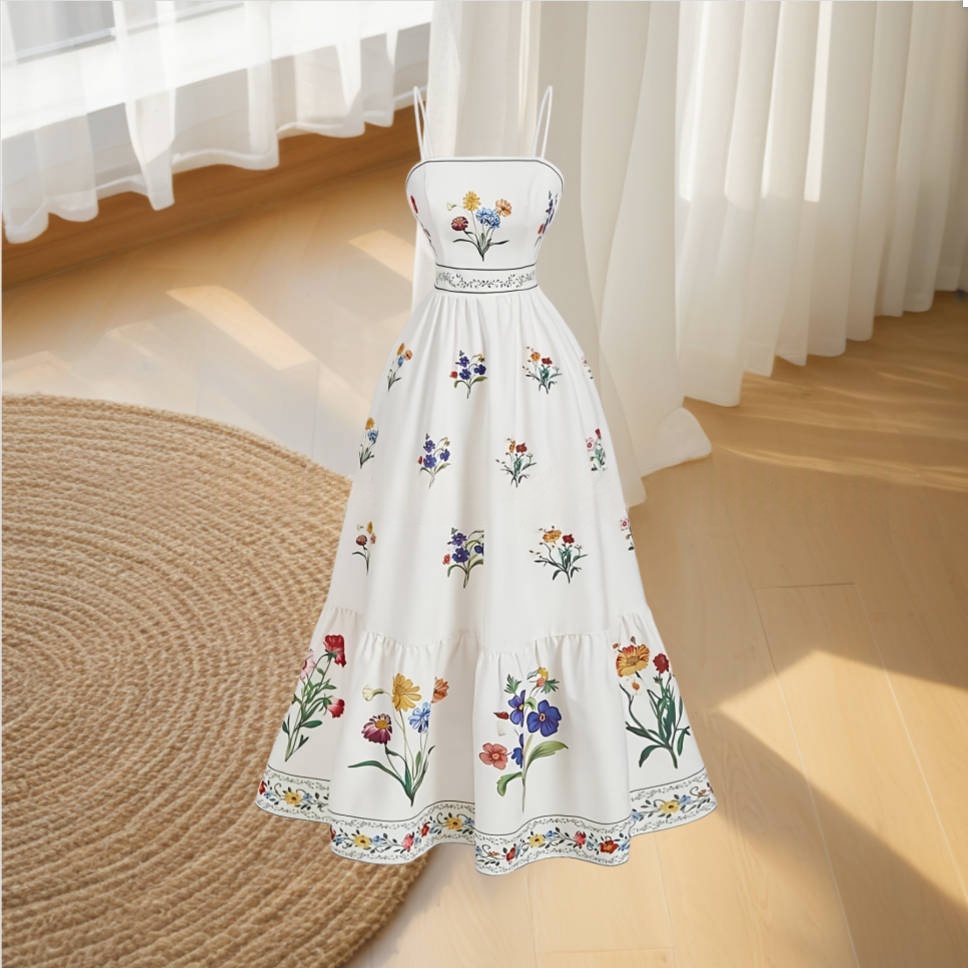 Womens Floral Print Off-Shoulder Dress