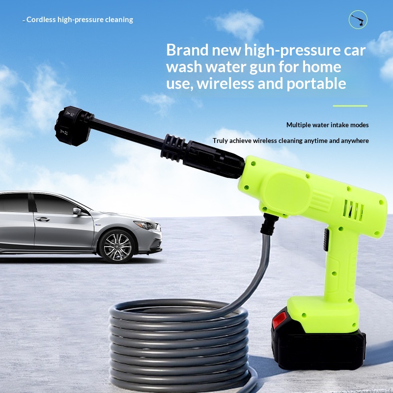 Car Wash Water Gun High-Pressure Cordless Lithium-Ion Battery-Powered Washer 6-in-1 Car Washing Tool