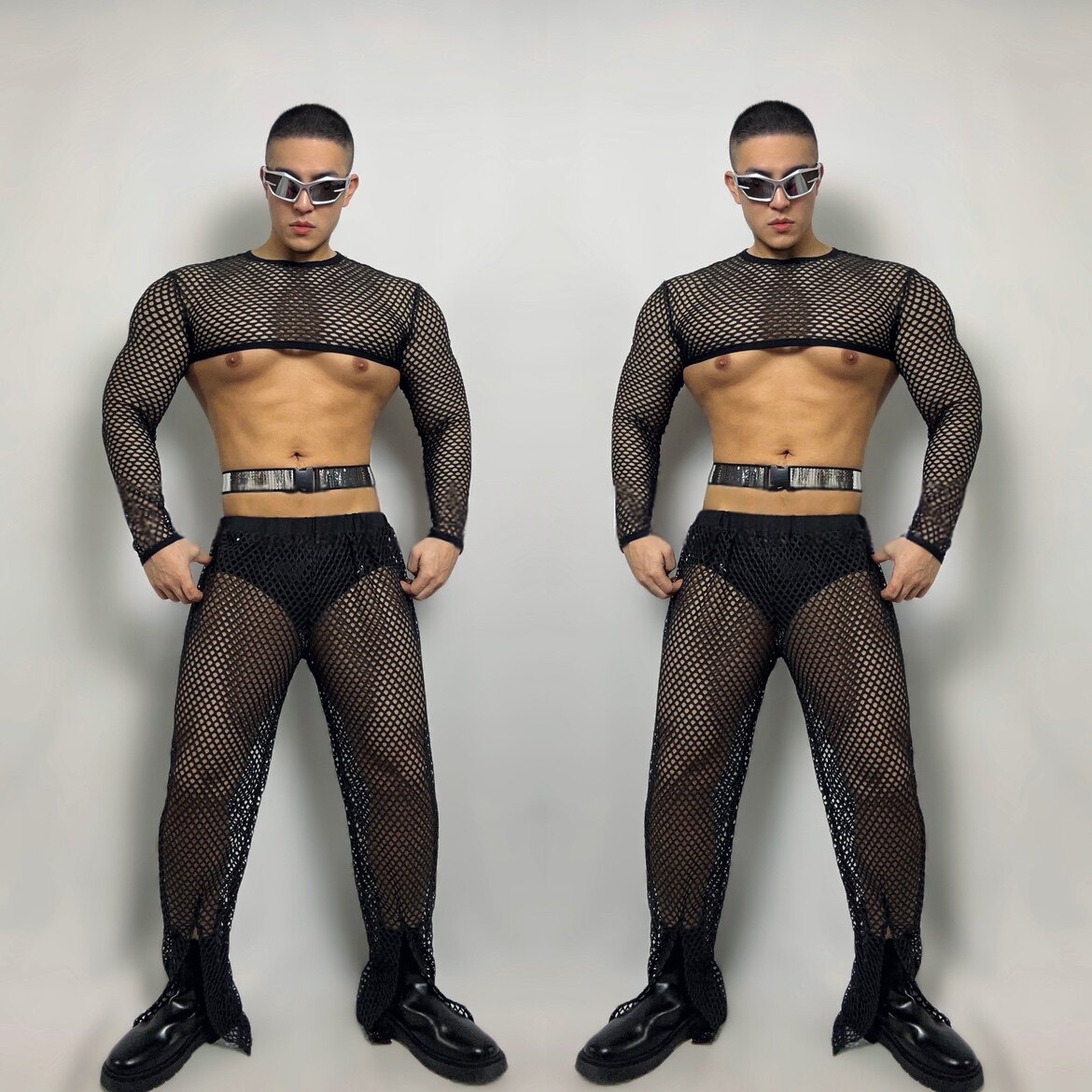 Nightclub Sexy Black Mesh Jazz Set