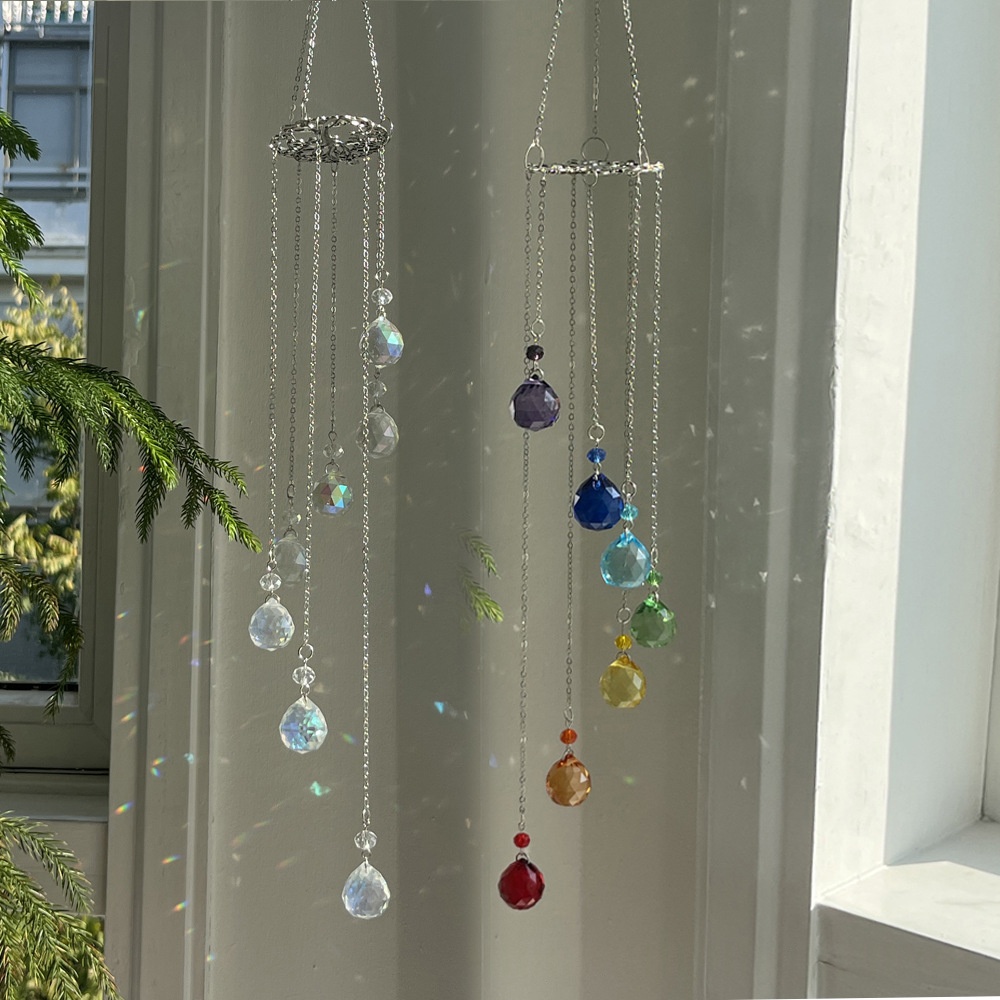 Colorful Solar-Powered Crystal Wind Chime