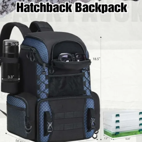Fishing Tackle Backpack with Waterproof Rain Cover
