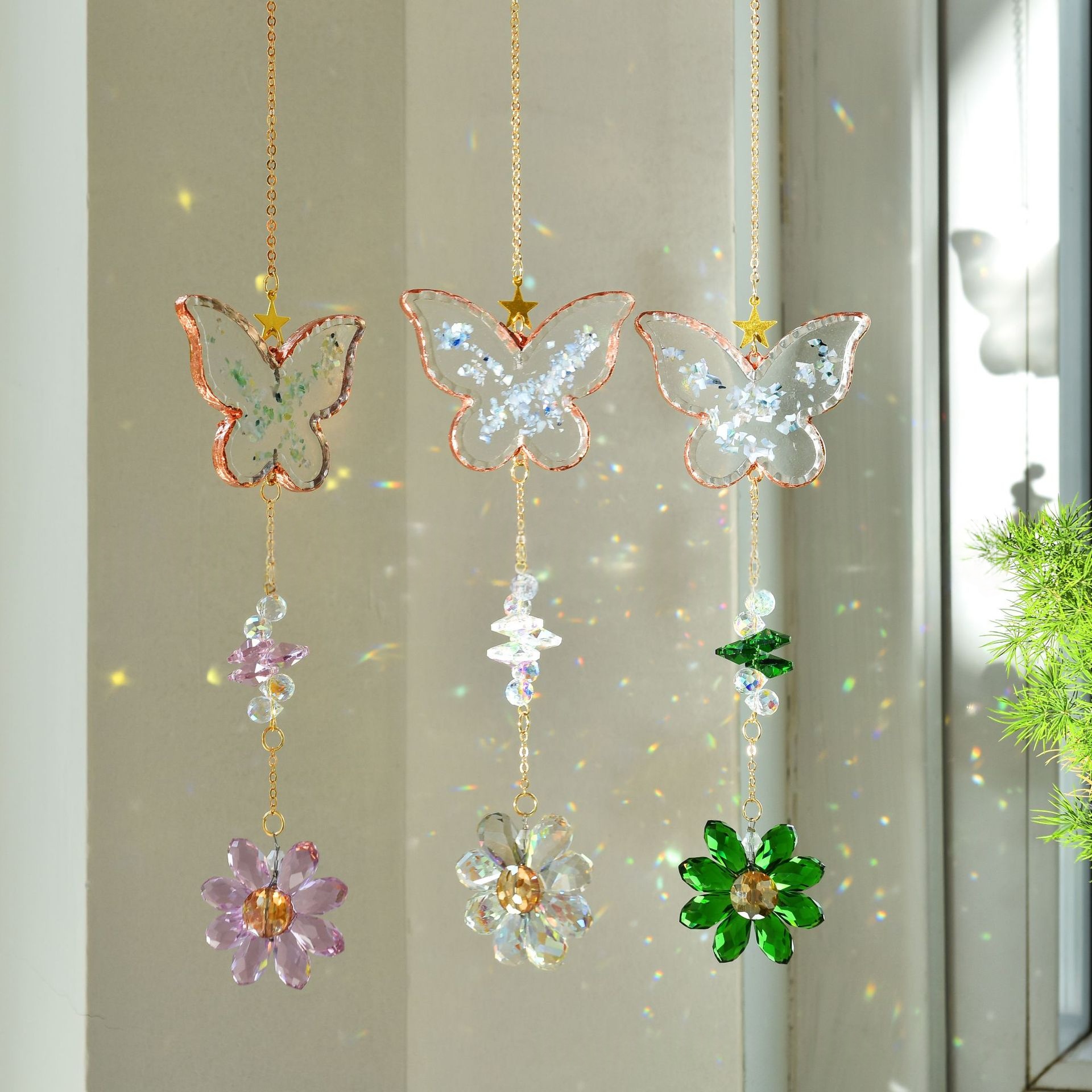 Crystal Flower Solar Catcher Hanging Ornament