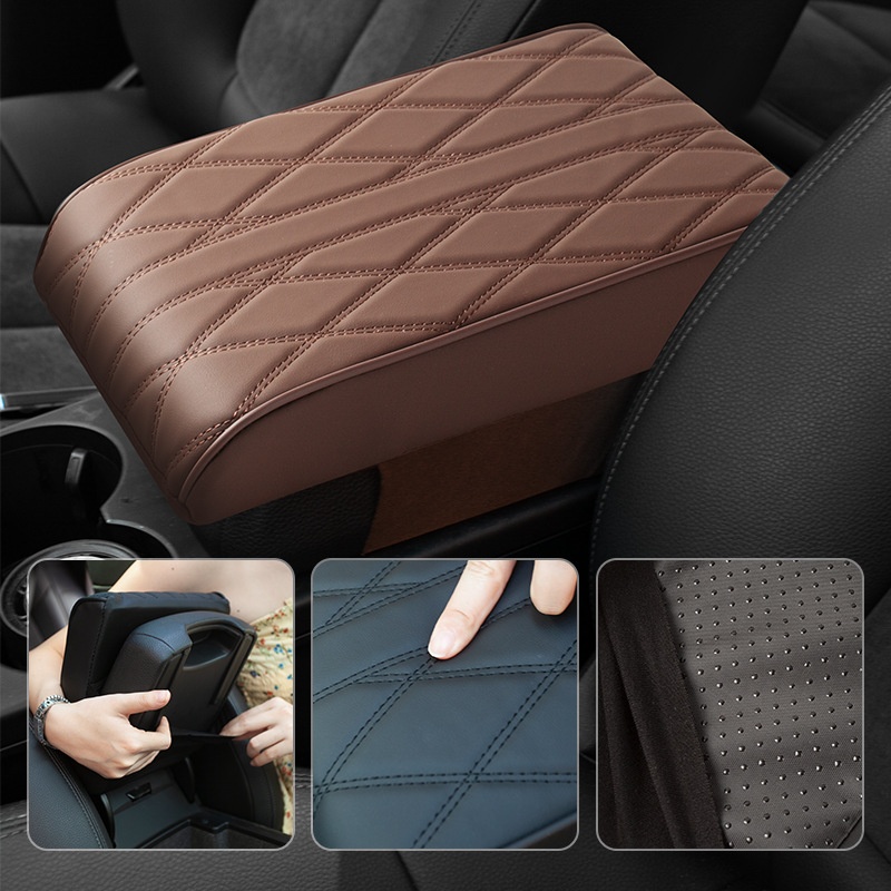 Car Memory Foam Armrest Box Pad Riser Creative Leather Widened & Thickened Center Console Universal Car Armrest Mat