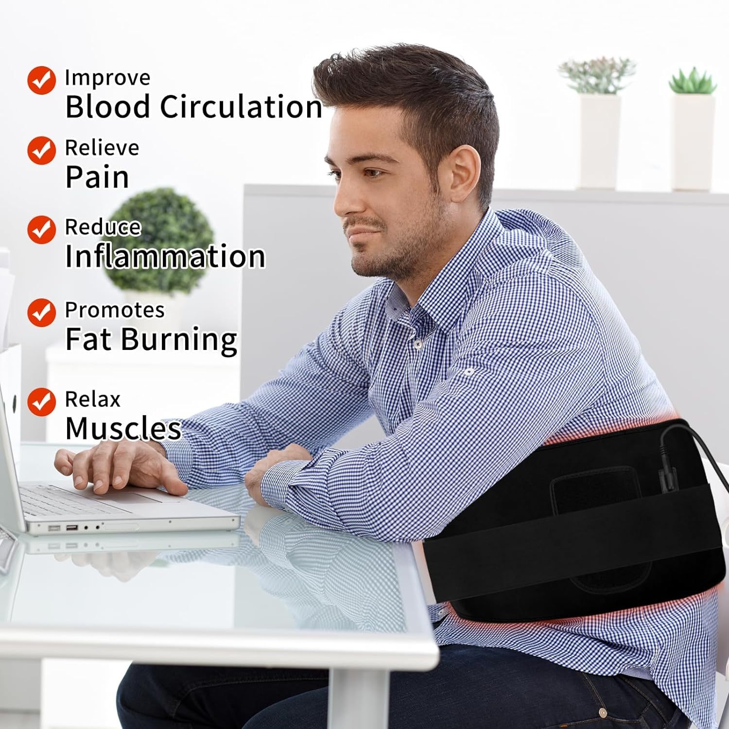 Home LED Timed Heating Red Light Waist Belt