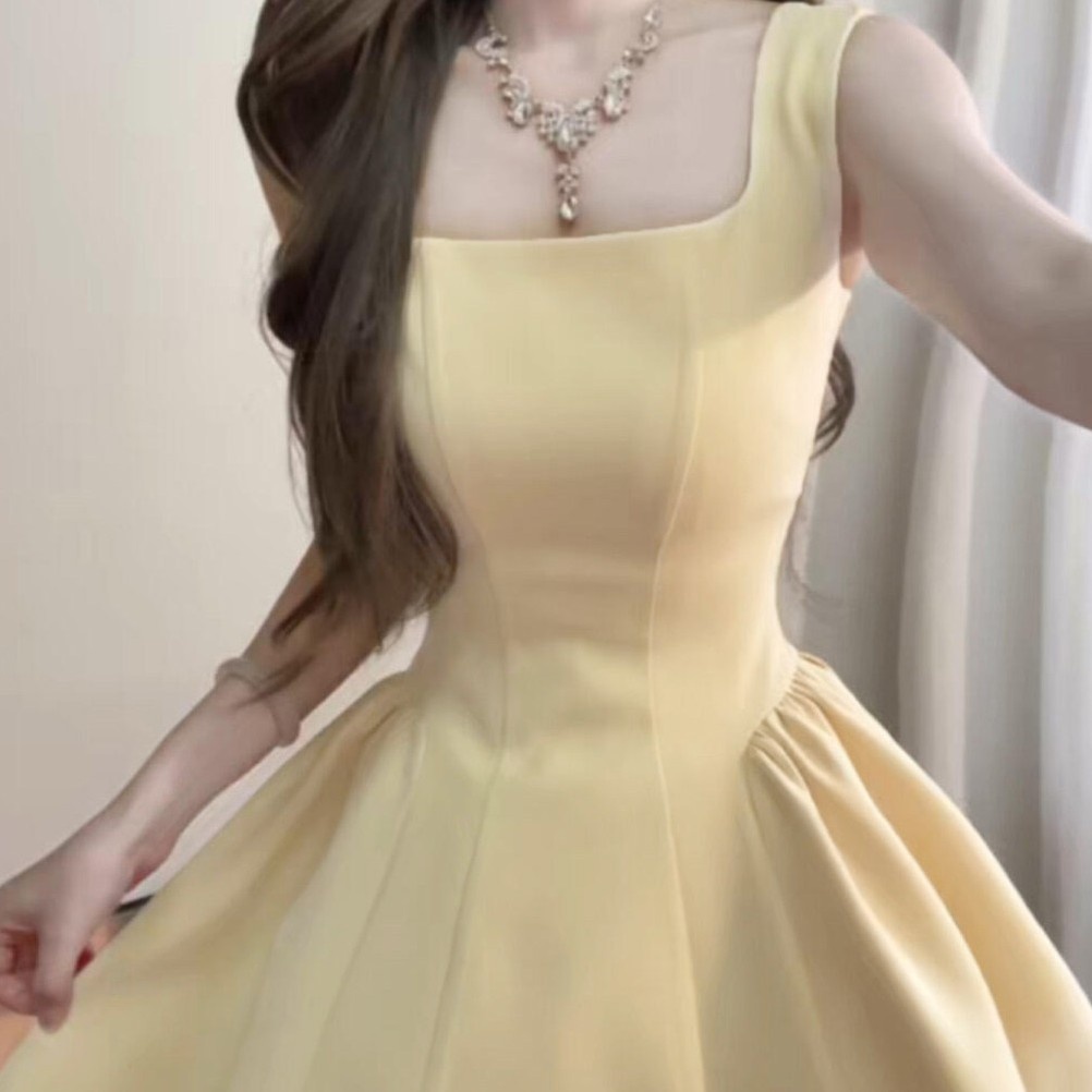 Waist-cinched A-line Stunningly Beautiful Strap Dress