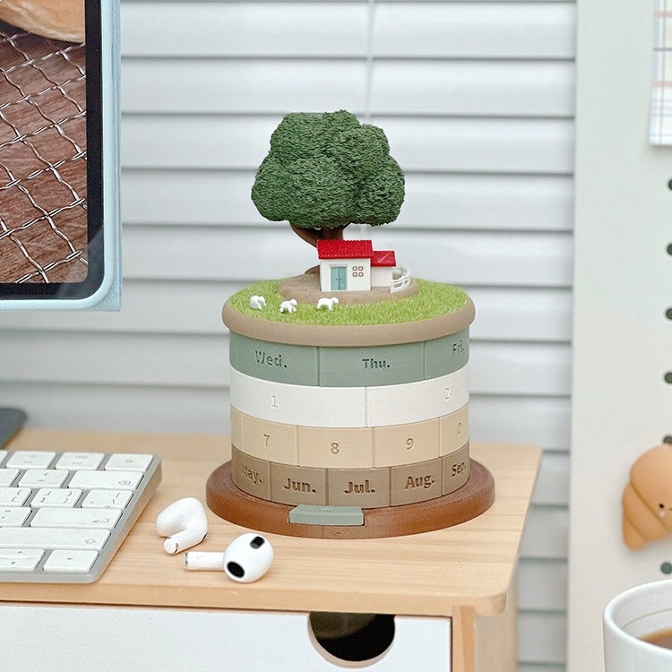 Calendar, Perpetual Calendar, Decorative Desk Organizer