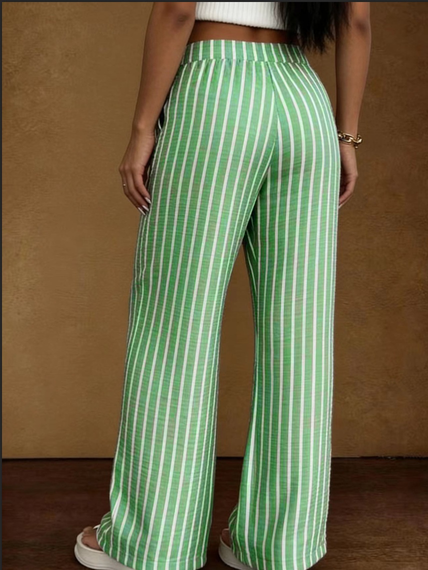 Women's wide-leg trousers in khaki – back view
