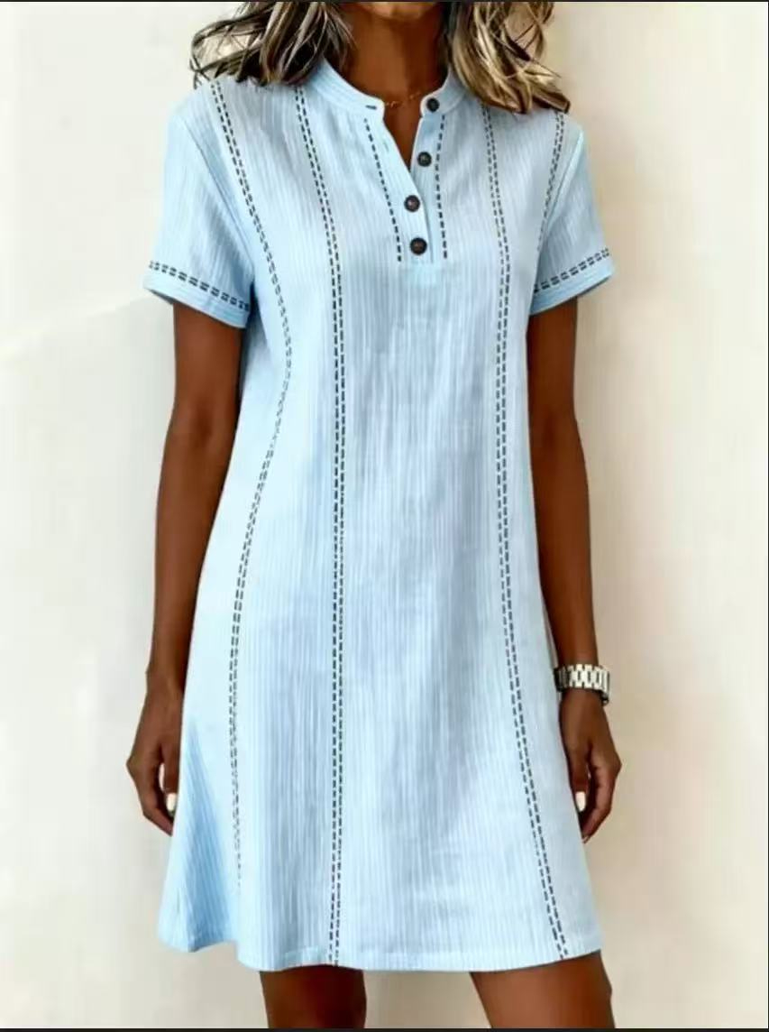 Women's printed midi dress in pink – full length front view