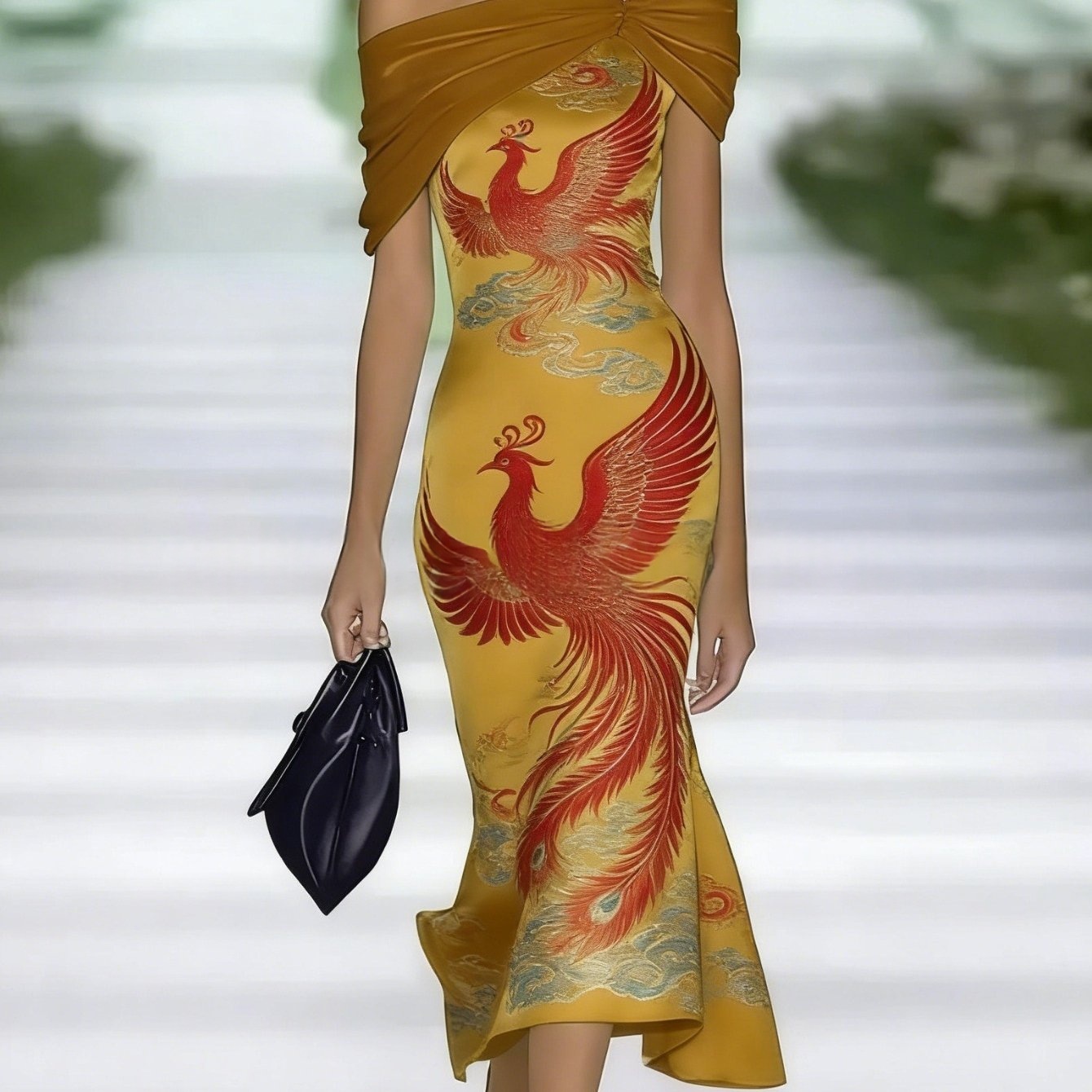 Womens Slim-fit Floral Elegant Off-shoulder Short-sleeve Dress