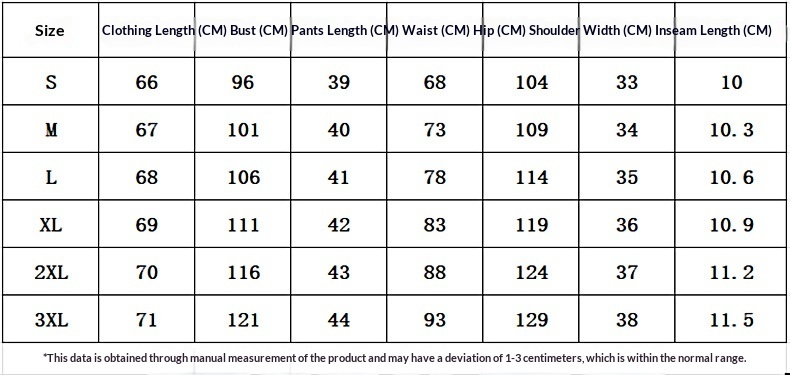 Women's deep V-neck tank top and shorts set size chart