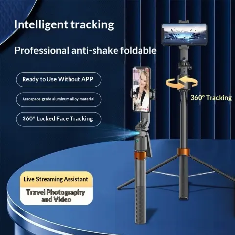 Smart AI Selfie Stick with 3-Axis Gimbal Stabilizer