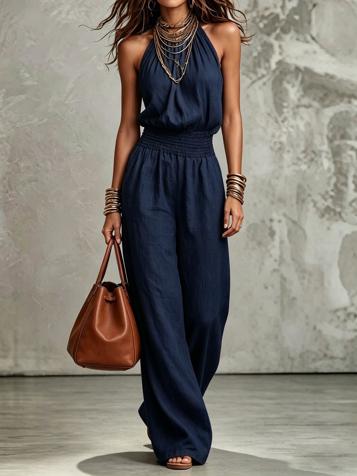 Women's wide-leg halter jumpsuit – all color options
