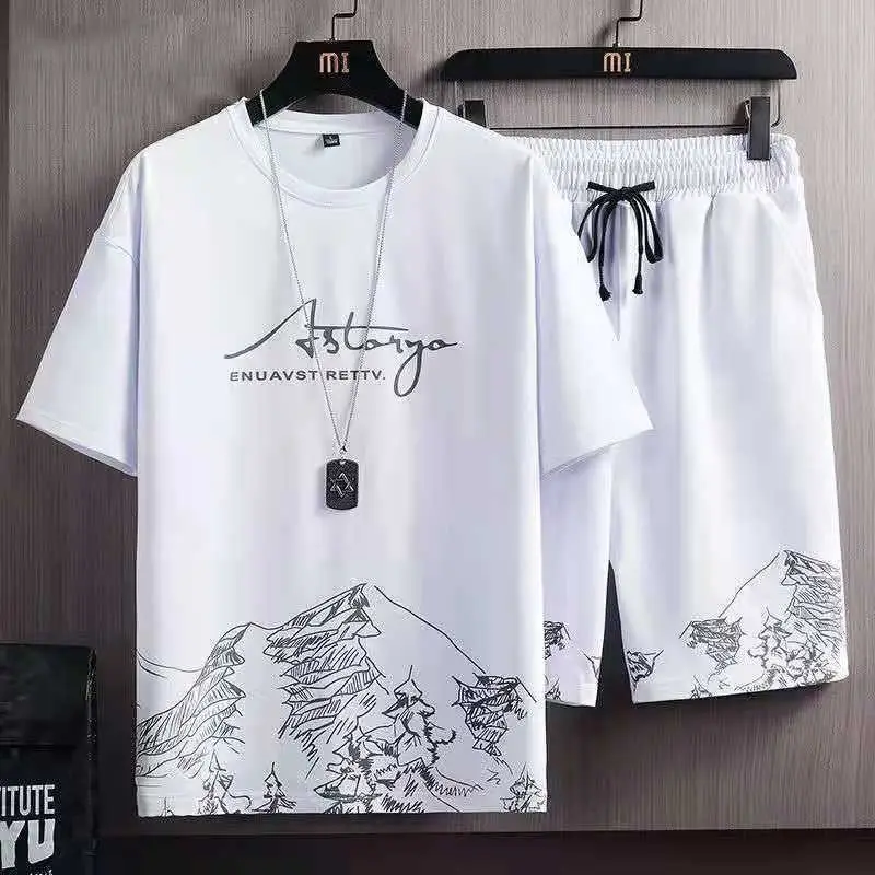 Summer Casual Set Mens Ultra-Thin Quick-Dry Ice Silk Short-Sleeve